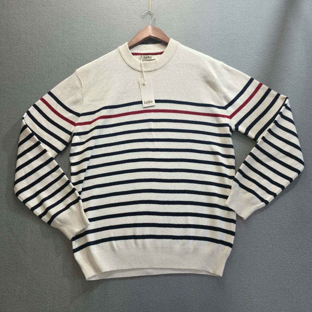 Lello Men's Striped Long Sleeve Pullover Sweater Size XL NWT